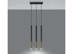 Lámparas colgantes Flar moderno de acero - 3 fuentes luminosas 4000K - L.30 x A.90 cm - oro negro
