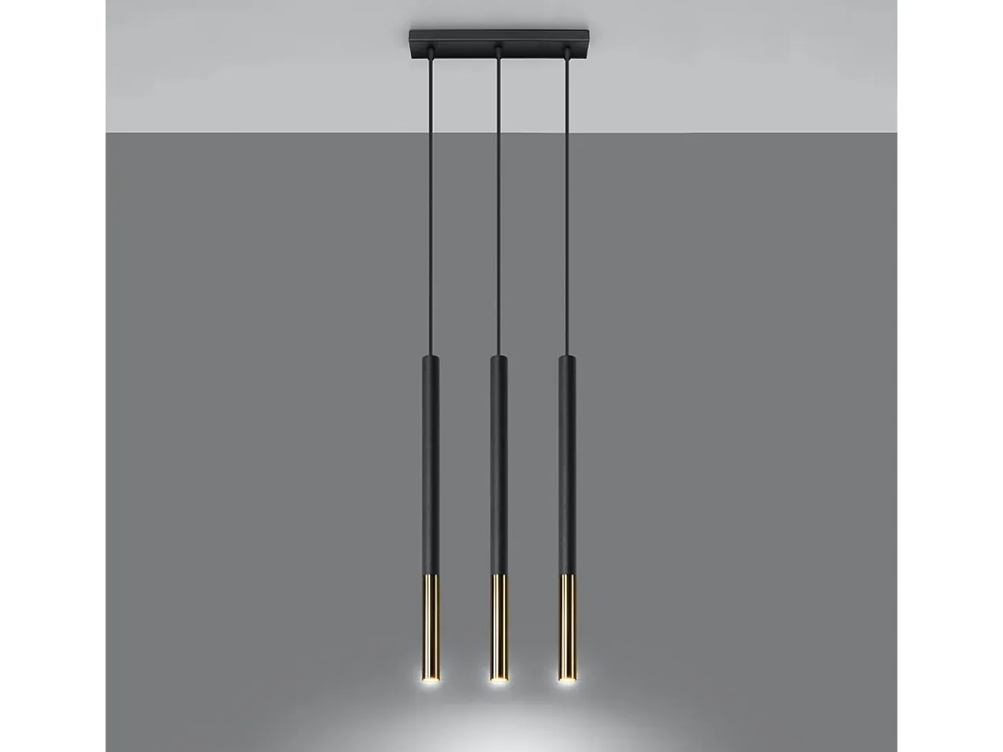 Lámparas colgantes Flar moderno de acero - 3 fuentes luminosas 4000K - L.30 x A.90 cm - oro negro