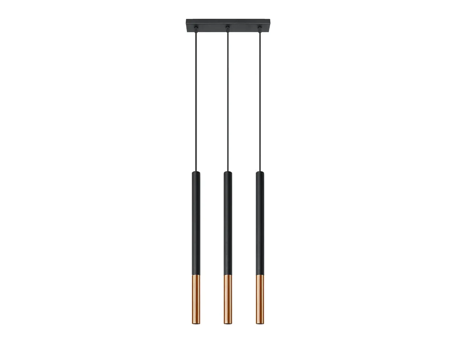 Lámparas colgantes Flar moderno de acero - 3 fuentes luminosas 4000K - L.30 x A.90 cm - negro/cobre