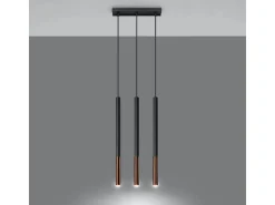 Lámparas colgantes Flar moderno de acero - 3 fuentes luminosas 4000K - L.30 x A.90 cm - negro/cobre