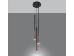 Lámparas colgantes Flar moderno de acero - 3 fuentes luminosas 4000K - L.20 x A.90 cm - negro/cobre