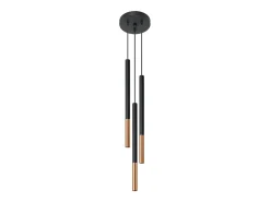 Lámparas colgantes Flar moderno de acero - 3 fuentes luminosas 4000K - L.20 x A.90 cm - negro/cobre