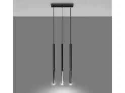 Lámparas colgantes Flar moderno de acero - 3 fuentes luminosas 4000K - L.30 x A.90 cm - negro/cromo