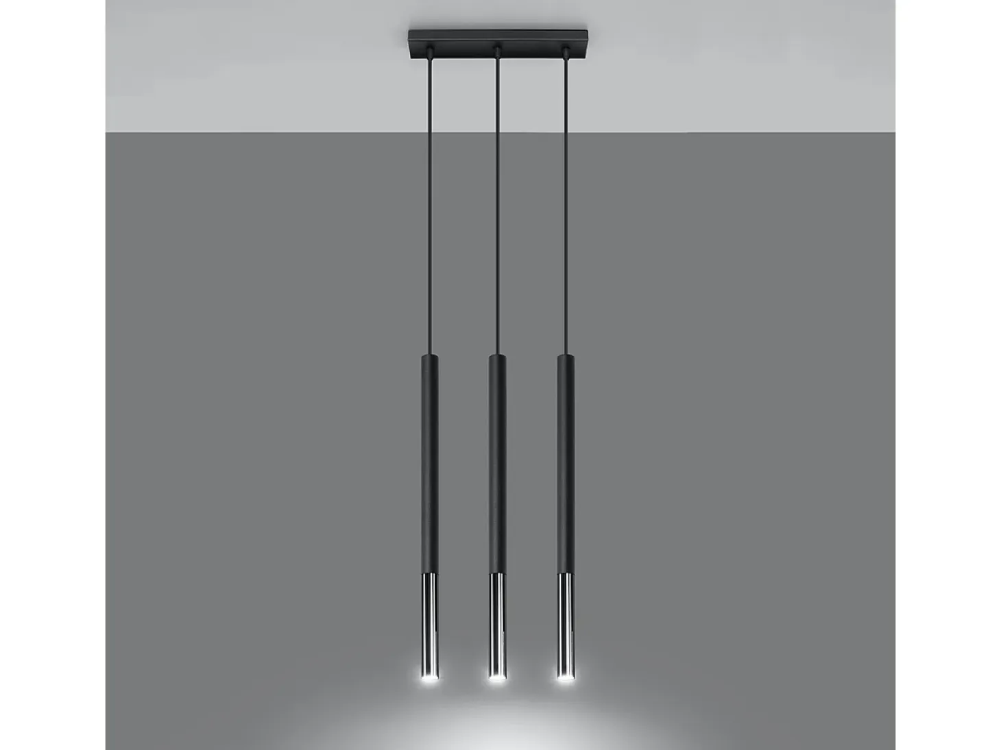 Lámparas colgantes Flar moderno de acero - 3 fuentes luminosas 4000K - L.30 x A.90 cm - negro/cromo