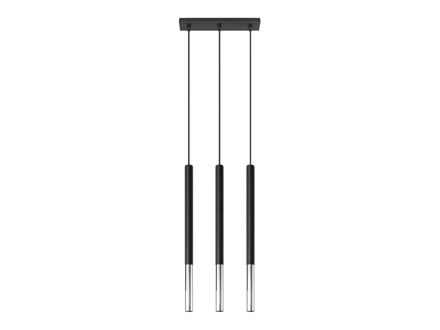 Lámparas colgantes Flar moderno de acero - 3 fuentes luminosas 4000K - L.30 x A.90 cm - negro/cromo