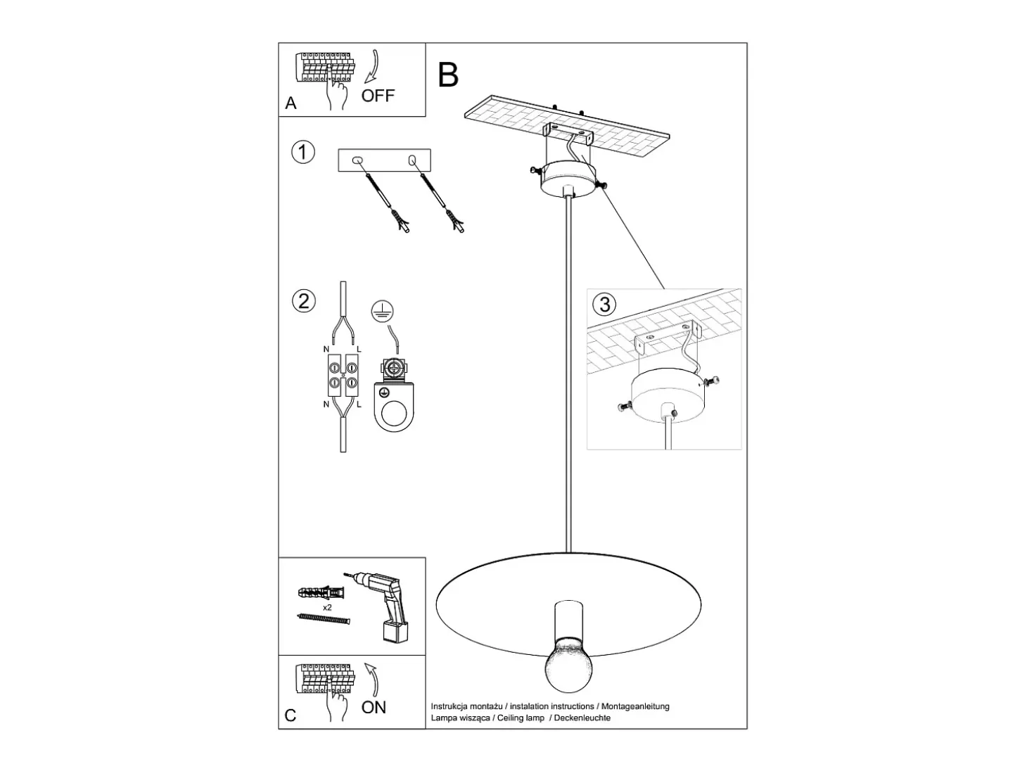 Lámparas colgantes Flavieta moderno de acero - 1 fuentes luminosas 4000K - L.40 x A.105 cm - negro