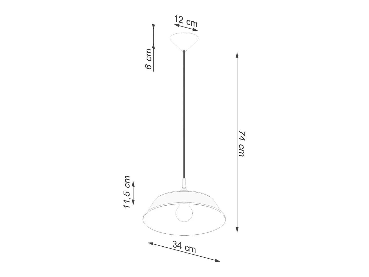 Lámparas Colgantes Frika Escandinavo De Acero - 1 Fuentes Luminosas - L.34 X A.74 Cm - Blanco