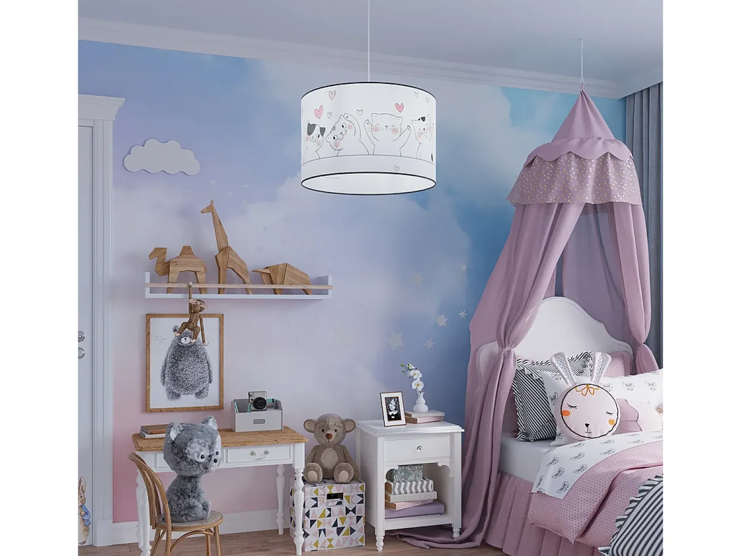 Lámparas colgantes Gatto moderno de CLORURO DE POLIVINILO - 1 fuentes luminosas 3000K - L.30 x A.95 cm - multicolor