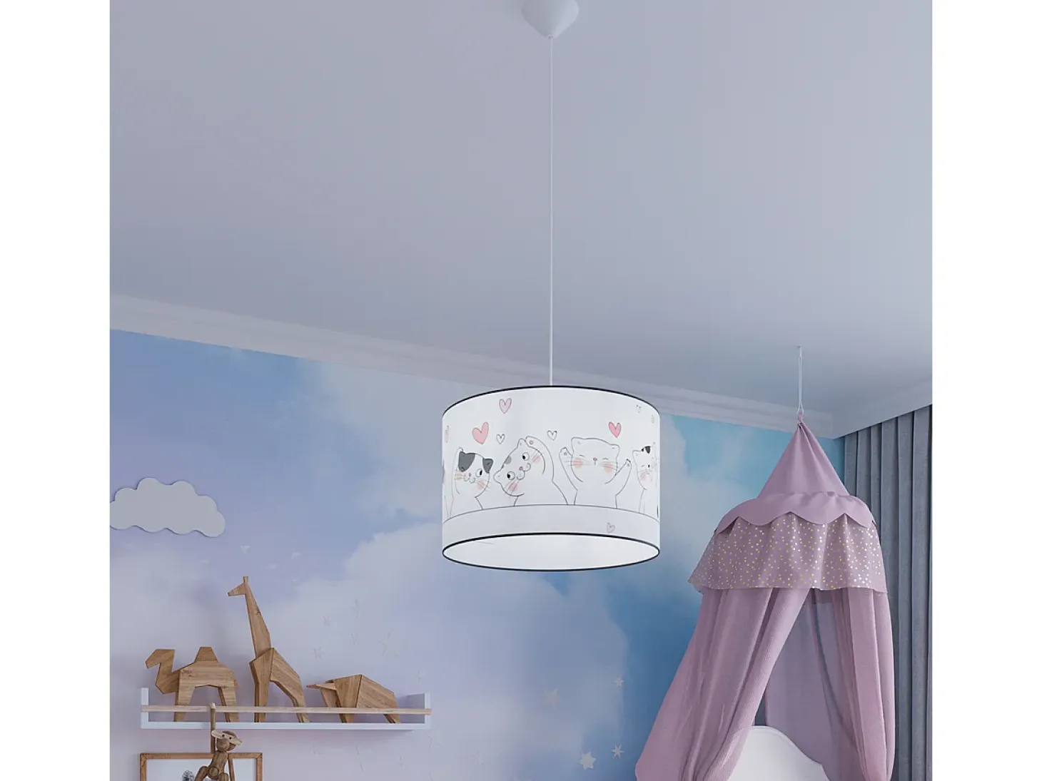Lámparas colgantes Gatto moderno de CLORURO DE POLIVINILO - 1 fuentes luminosas 3000K - L.40 x A.95 cm - multicolor