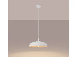 Lámparas Colgantes Gina Escandinavo De Acero - 1 Fuentes Luminosas - L.38 X A.74 Cm - Blanco