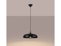 Lámparas Colgantes Gina Escandinavo De Acero - 1 Fuentes Luminosas - L.38 X A.74 Cm - Negro