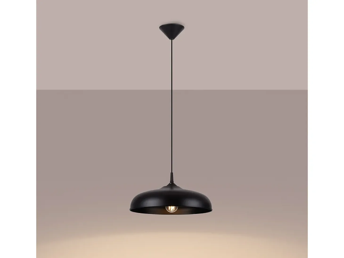Lámparas Colgantes Gina Escandinavo De Acero - 1 Fuentes Luminosas - L.38 X A.74 Cm - Negro