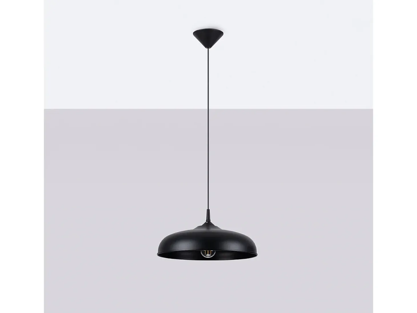 Lámparas Colgantes Gina Escandinavo De Acero - 1 Fuentes Luminosas - L.38 X A.74 Cm - Negro