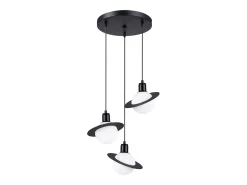 Lámparas colgantes Gloxo moderno de acero - 3 fuentes luminosas 4000K - L.32 x A.120 cm - negro