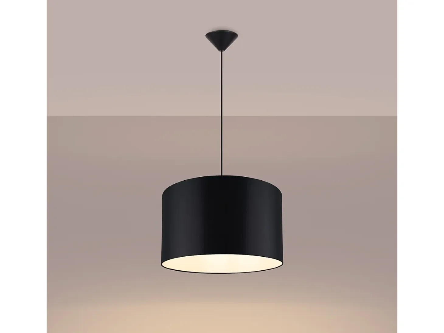 Lámparas colgantes Gloxo minimalista de tela/PVC - 1 fuentes luminosas 4000K - L.40 x A.88 cm - negro