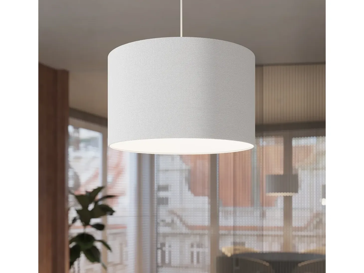 Lámparas colgantes Gloxo minimalista de tela/PVC - 1 fuentes luminosas 3000K - L.40 x A.88 cm - blanco
