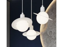 Lámparas colgantes Gloxo moderno de acero - 3 fuentes luminosas 4000K - L.32 x A.120 cm - blanco