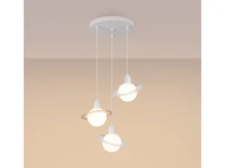 Lámparas colgantes Gloxo moderno de acero - 3 fuentes luminosas 4000K - L.32 x A.120 cm - blanco