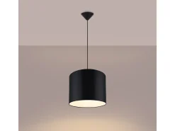 Lámparas colgantes Gloxo minimalista de tela/PVC - 1 fuentes luminosas 4000K - L.30 x A.88 cm - negro