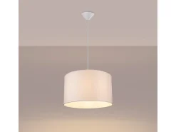 Lámparas colgantes Gloxo minimalista de tela/PVC - 1 fuentes luminosas 4000K - L.40 x A.88 cm - blanco