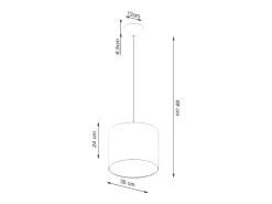 Lámparas colgantes Gloxo minimalista de tela/PVC - 1 fuentes luminosas 3000K - L.30 x A.88 cm - negro