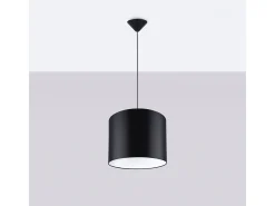 Lámparas colgantes Gloxo minimalista de tela/PVC - 1 fuentes luminosas 3000K - L.30 x A.88 cm - negro
