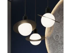 Lámparas colgantes Gloxo moderno de acero - 3 fuentes luminosas 3000K - L.32 x A.120 cm - negro