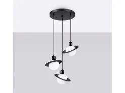 Lámparas colgantes Gloxo moderno de acero - 3 fuentes luminosas 3000K - L.32 x A.120 cm - negro
