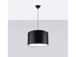 Lámparas colgantes Gloxo minimalista de tela/PVC - 1 fuentes luminosas 3000K - L.40 x A.88 cm - negro