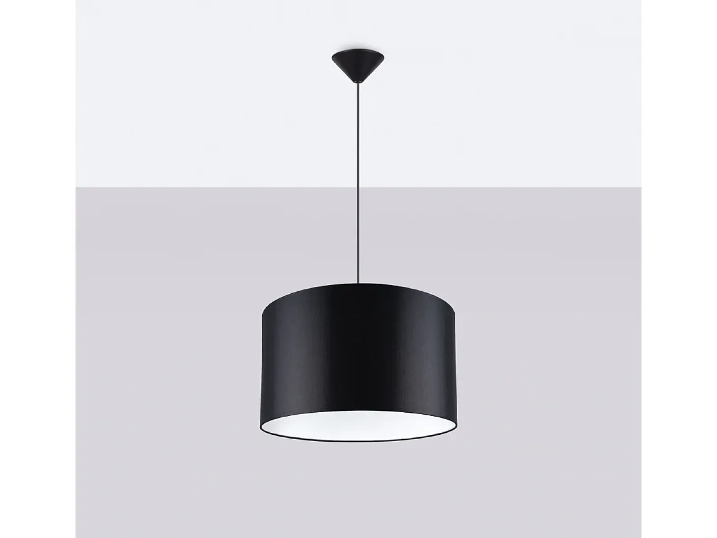 Lámparas colgantes Gloxo minimalista de tela/PVC - 1 fuentes luminosas 3000K - L.40 x A.88 cm - negro