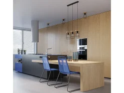 Lámparas Colgantes Gotto Industrial De Acero/Madera - 3 Fuentes Luminosas - L.60 X A.115 Cm - Madera Negra
