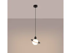 Lámparas Colgantes Hyperion Moderno De Acero - 1 Fuentes Luminosas - L.20 X A.125 Cm - Negro