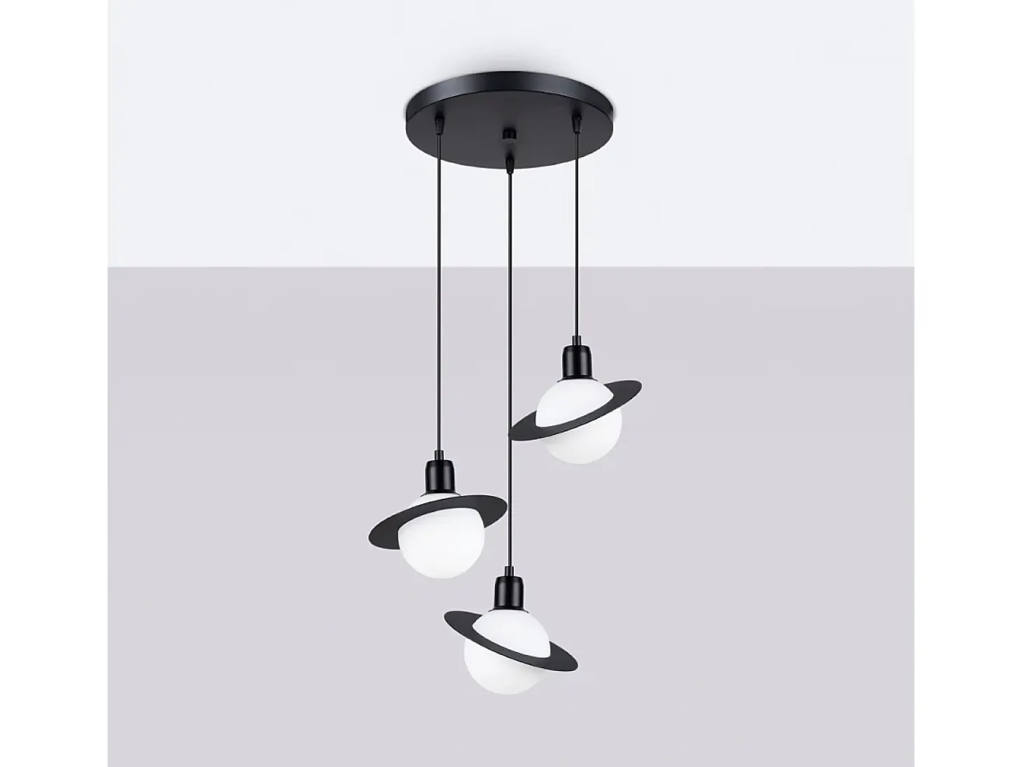 Lámparas Colgantes Hyperion Moderno De Acero - 3 Fuentes Luminosas - L.32 X A.120 Cm - Negro