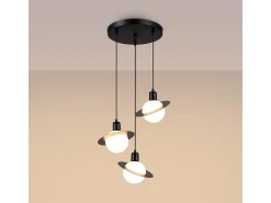 Lámparas Colgantes Hyperion Moderno De Acero - 3 Fuentes Luminosas - L.32 X A.120 Cm - Negro