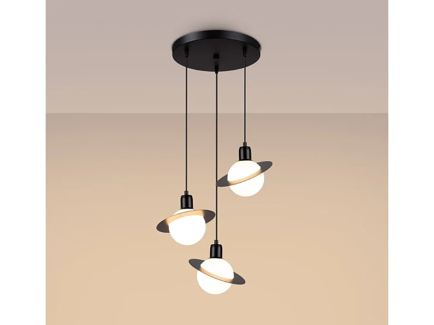 Lámparas Colgantes Hyperion Moderno De Acero - 3 Fuentes Luminosas - L.32 X A.120 Cm - Negro