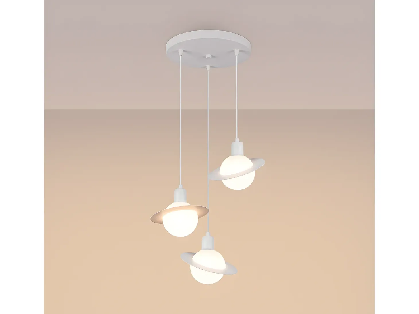 Lámparas Colgantes Hyperion Moderno De Acero - 3 Fuentes Luminosas - L.32 X A.120 Cm - Blanco