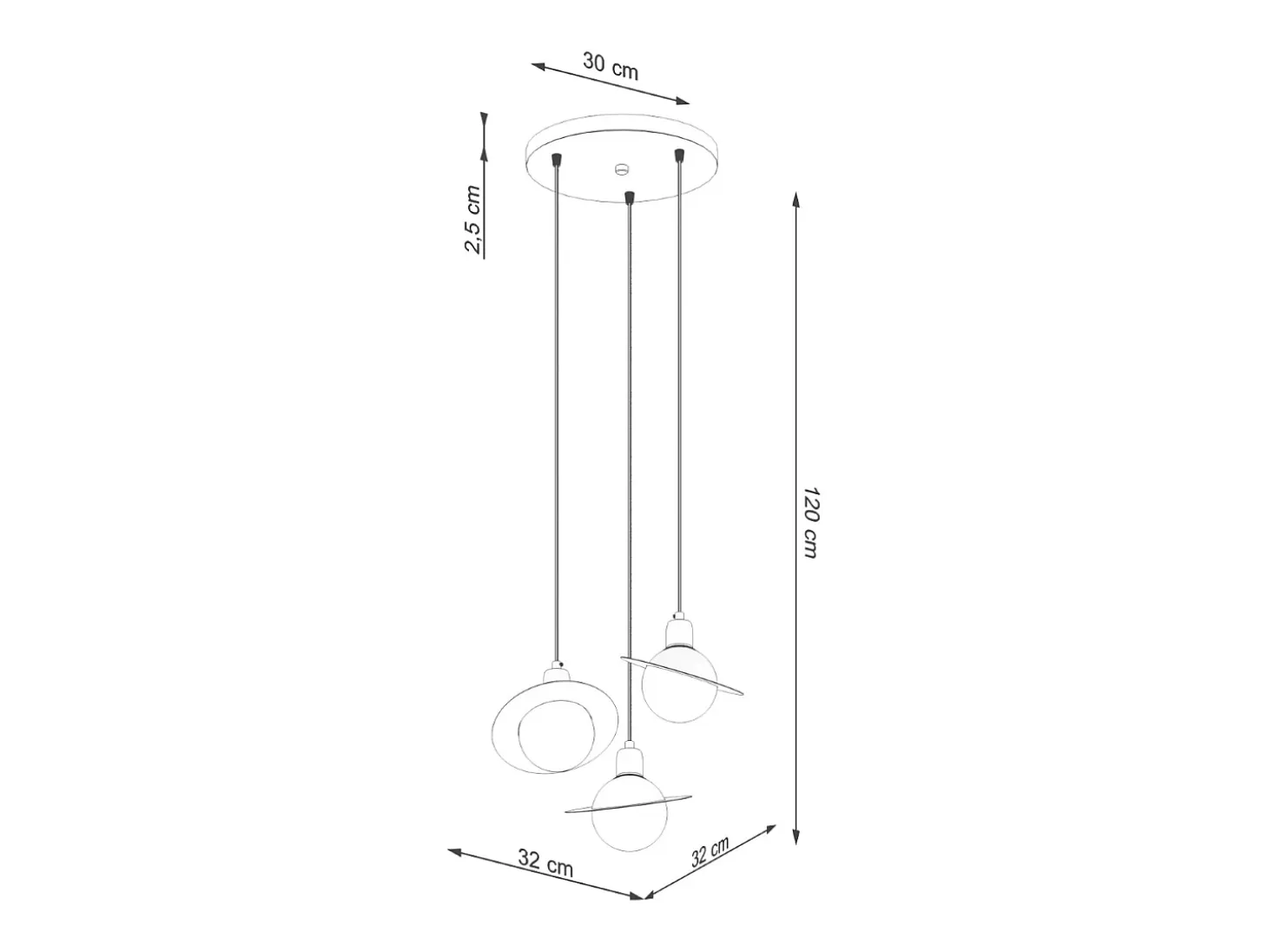Lámparas Colgantes Hyperion Moderno De Acero - 3 Fuentes Luminosas - L.32 X A.120 Cm - Blanco