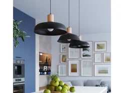 Lámparas Colgantes Indy Escandinavo De Acero - 1 Fuentes Luminosas - L.38 X A.120 Cm - Negro