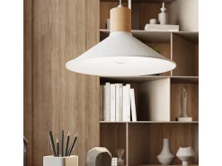 Lámparas Colgantes Jaga Escandinavo De Acero - 1 Fuentes Luminosas - L.30 X A.120 Cm - Blanco