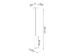 Lámparas Colgantes Lagos Moderno De Acero - 1 Fuentes Luminosas - L.8 X A.100 Cm - Brillo Dorado