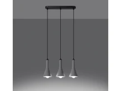 Lámparas colgantes Lum moderno de concreto - 3 fuentes luminosas 4000K - L.46 x A.110 cm - gris