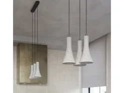 Lámparas colgantes Lum moderno de concreto - 3 fuentes luminosas 4000K - L.46 x A.110 cm - gris