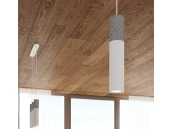 Lámparas colgantes Lume moderno de acero/hormigón - 2 fuentes luminosas 3000K - L.30 x A.90 cm - blanco/gris