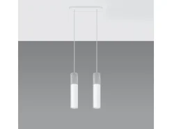 Lámparas colgantes Lume moderno de acero/hormigón - 2 fuentes luminosas 3000K - L.30 x A.90 cm - blanco/gris