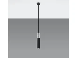 Lámparas colgantes Lume moderno de acero/hormigón - 1 fuentes luminosas 3000K - L.8 x A.105 cm - negro/gris