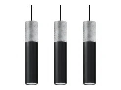 Lámparas colgantes Lume moderno de acero/hormigón - 3 fuentes luminosas 4000K - L.45 x A.90 cm - negro/gris