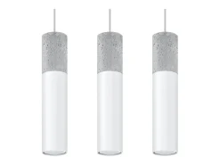 Lámparas colgantes Lume moderno de acero/hormigón - 3 fuentes luminosas 4000K - L.45 x A.90 cm - blanco/gris