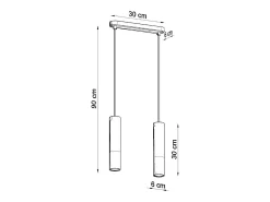 Lámparas colgantes Lume moderno de acero/hormigón - 2 fuentes luminosas 4000K - L.30 x A.90 cm - negro/gris