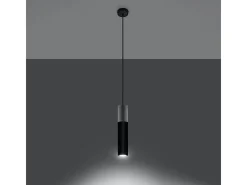 Lámparas colgantes Lume moderno de acero/hormigón - 1 fuentes luminosas 4000K - L.8 x A.105 cm - negro/gris