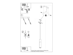 Lámparas colgantes Lume moderno de acero/hormigón - 1 fuentes luminosas 4000K - L.8 x A.105 cm - negro/gris